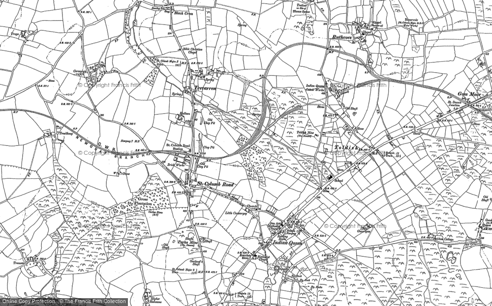 Old Map of St Columb Road, 1879 - 1880 in 1879