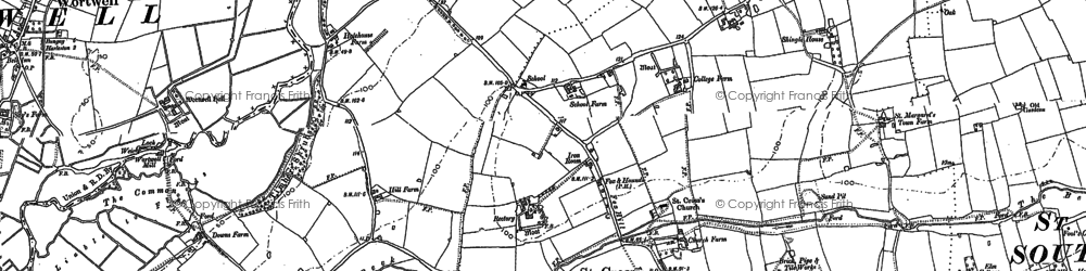 Old map of St Cross South Elmham in 1903