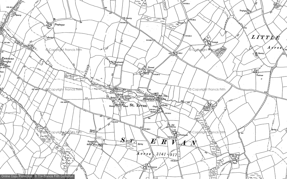 Old Map of St Ervan, 1880 in 1880