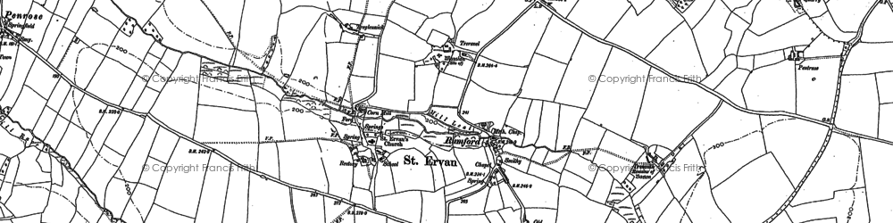 Old map of St Ervan in 1880