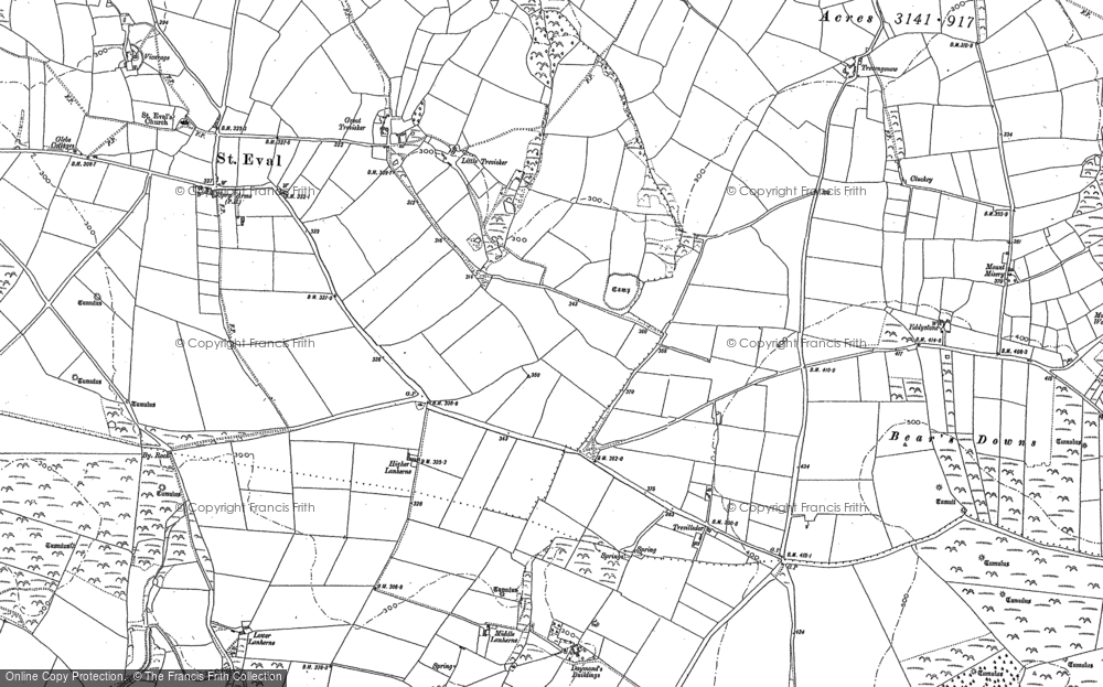 Old Map of St Eval, 1880 in 1880