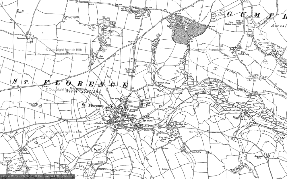 Old Map of St Florence, 1887 - 1906 in 1887