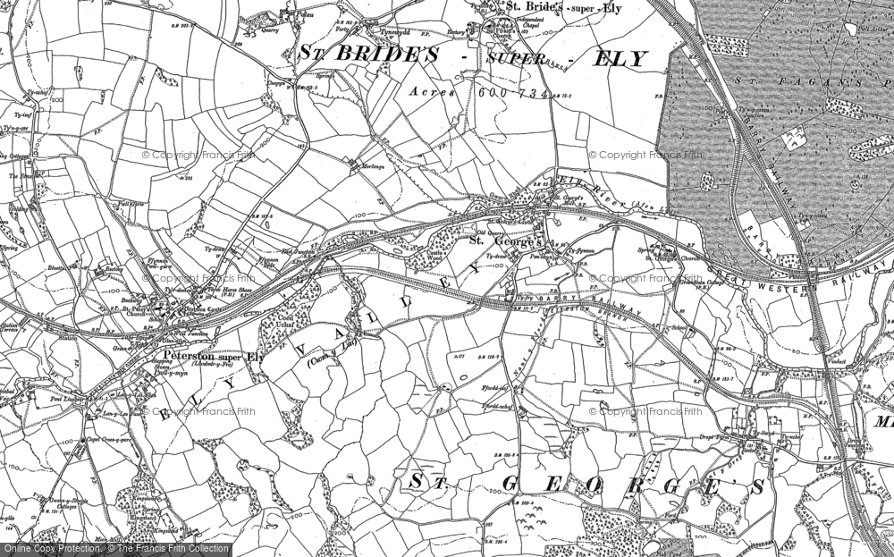 Old Map of Historic Map covering Michaelston-super-Ely in 1898