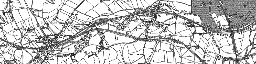 Old map of Michaelston-super-Ely in 1898