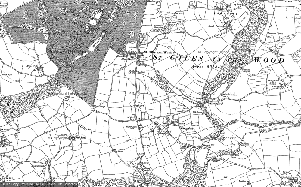 Old Map of Historic Map covering Dodscott in 1886