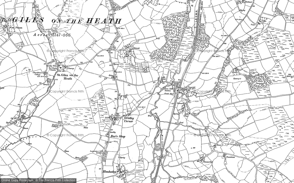 Old Map of Historic Map covering Cross Green in 1883