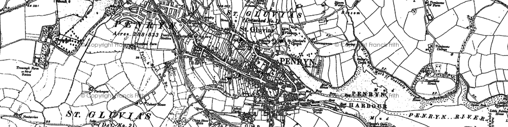 Old map of St Gluvias in 1906