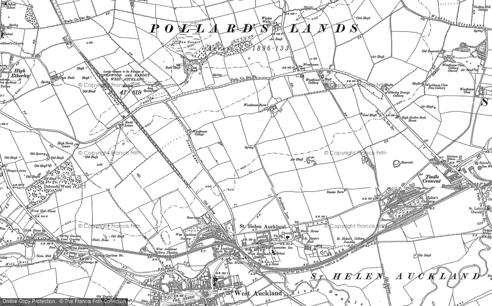 Old Map of St Helen Auckland, 1896 in 1896