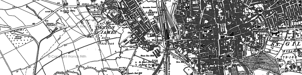 Old map of St James's End in 1883