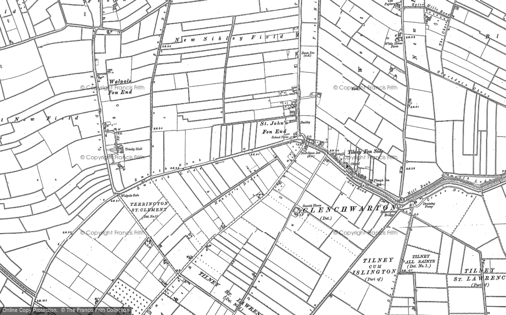 Old Map of Historic Map covering Barrycott Lodge in 1886