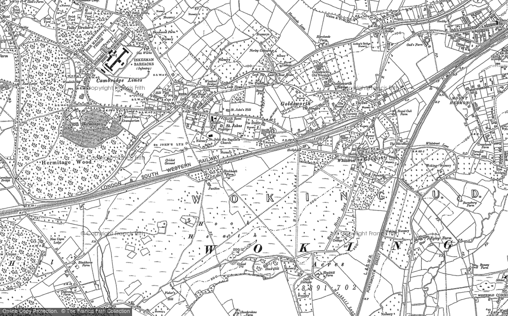Old Map of Historic Map covering Hook Heath in 1895