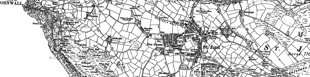 Old map of St Just in 1906
