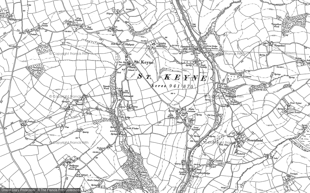 Old Map of Historic Map covering Bodbrane in 1881