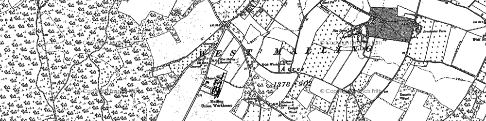 Old map of West Malling Aerodrome in 1895
