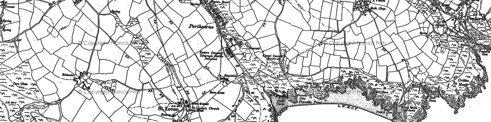 Old map of St Levan in 1906