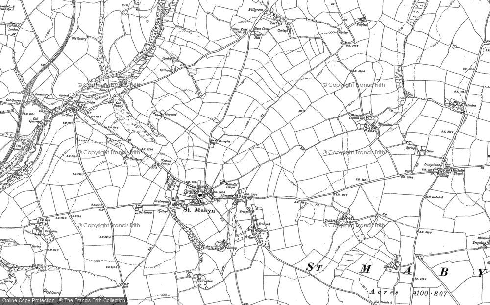 Old Map of Historic Map covering Cross Hill in 1880