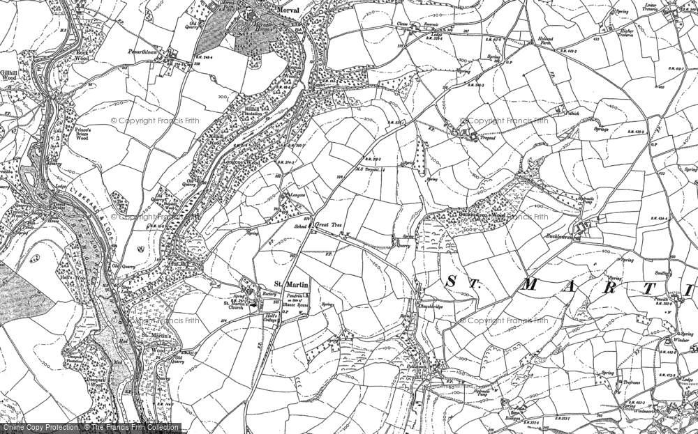 Old Map of Historic Map covering Bucklawren in 1881
