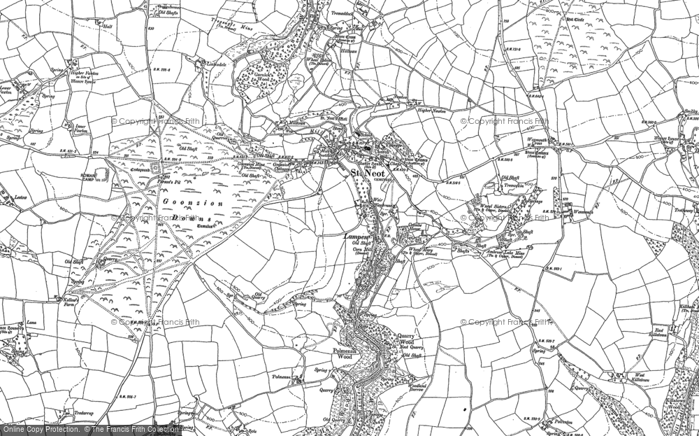 Old Map of Historic Map covering Treverbyn in 1881