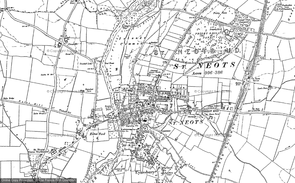 Old Map of St Neots, 1900 in 1900