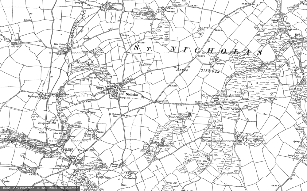 Old Map of Historic Map covering Aber Bach in 1887