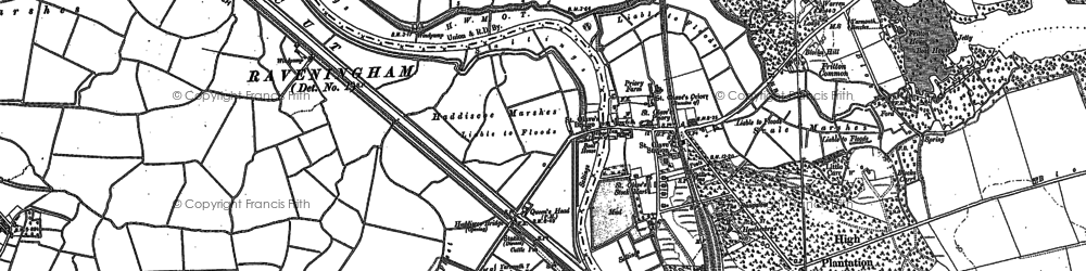 Old map of Thorpe Marshes in 1884