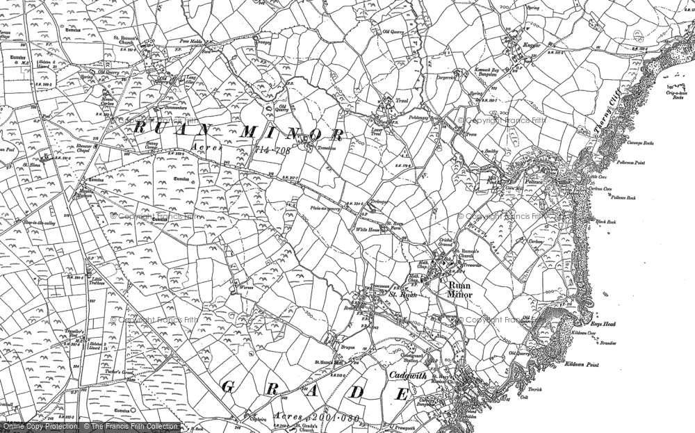 Old Map of Historic Map covering Trerise in 1878