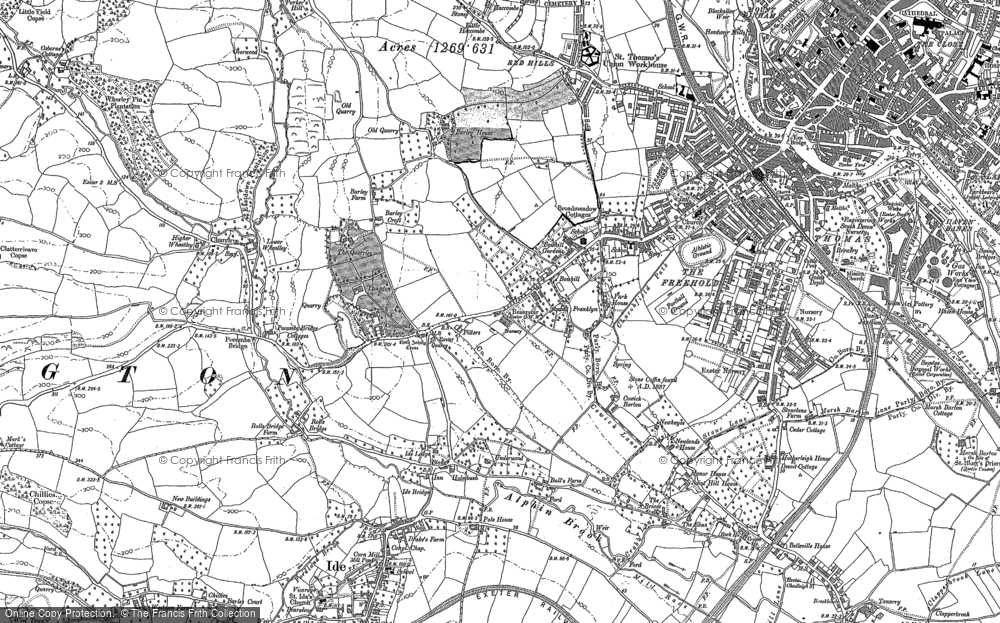 Old Map of Historic Map covering Exwick in 1888