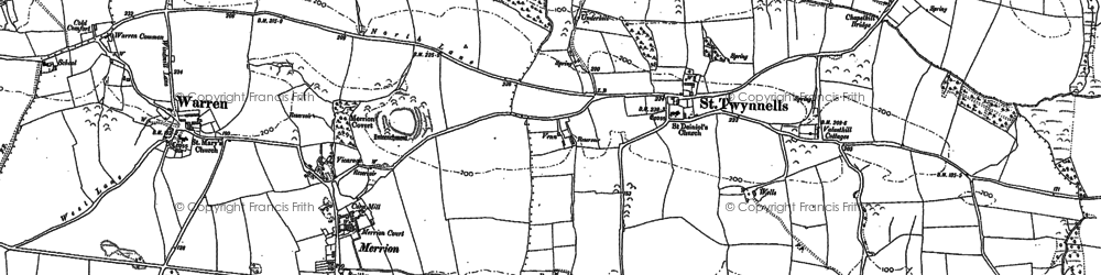 Old map of St Twynnells in 1948