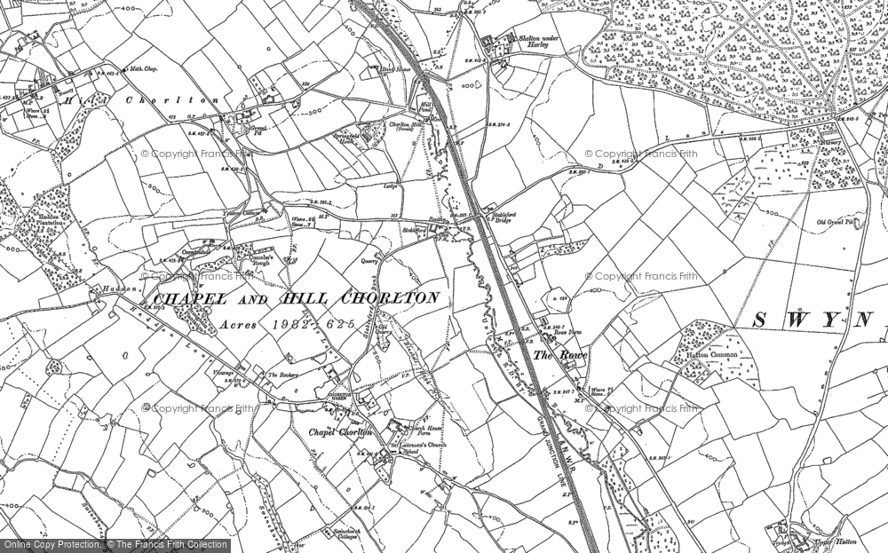Old Map of Stableford, 1879 in 1879