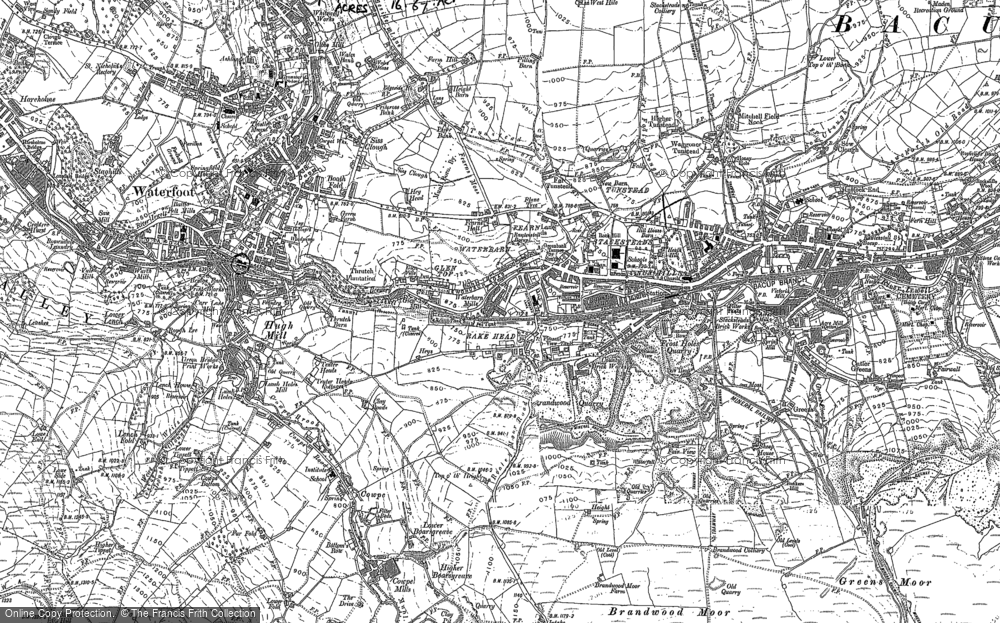Old Map of Historic Map covering Boarsgreave in 1891