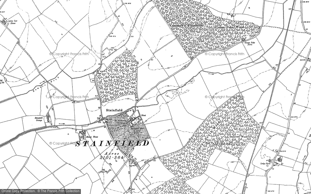 Old Map of Stainfield, 1886 in 1886