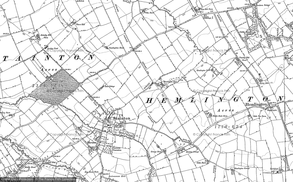 Old Map of Historic Map covering Stainton Beck in 1913