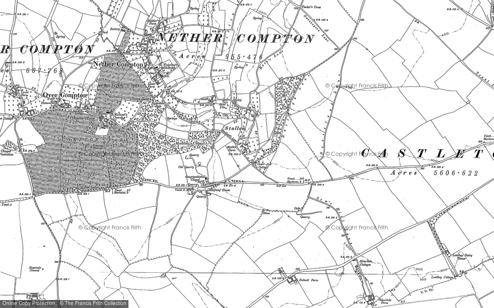 Old Map of Historic Map covering Lenthay Common in 1886