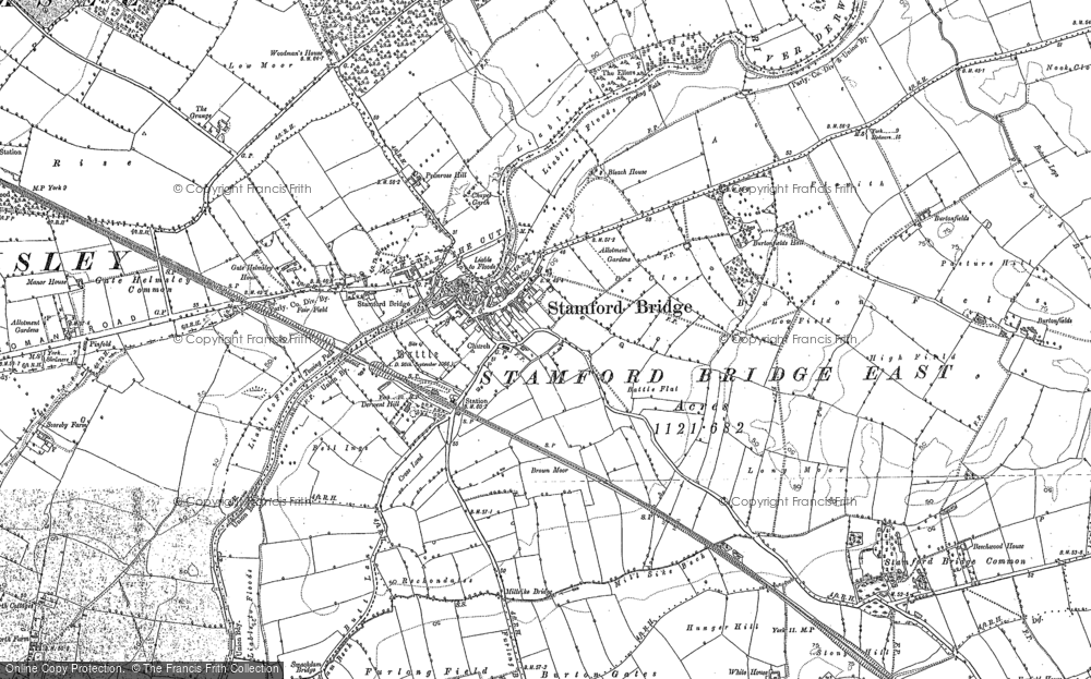 Old Map of Historic Map covering Burtonfield Hall in 1891