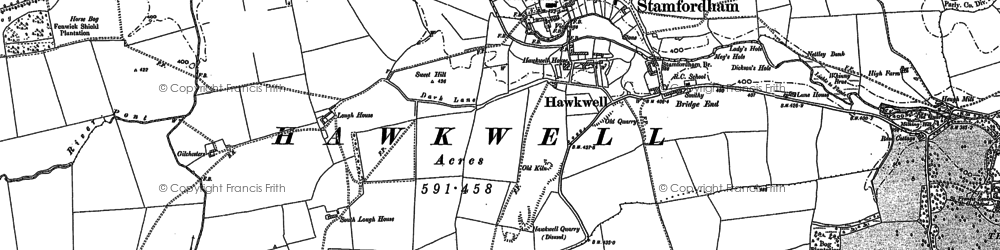 Old map of Stamfordham in 1895