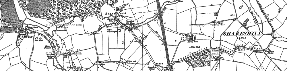 Old map of Standeford in 1883