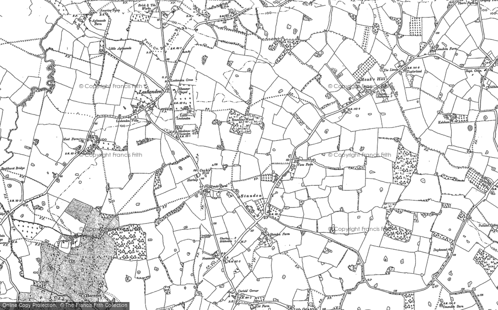 Old Map of Historic Map covering Monks Hill in 1896