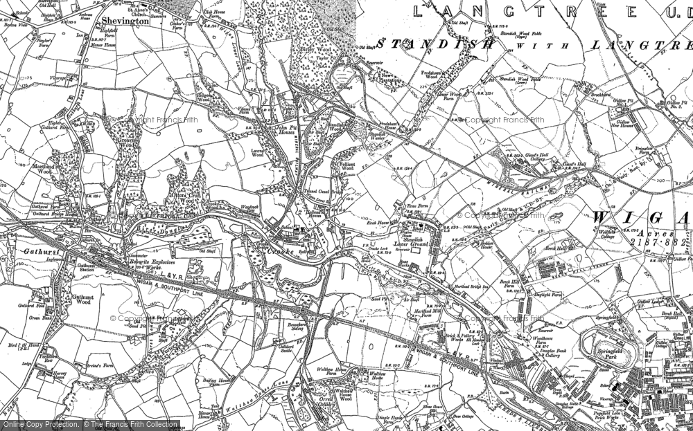 Old Map of Historic Map covering Ackhurst Hall in 1892