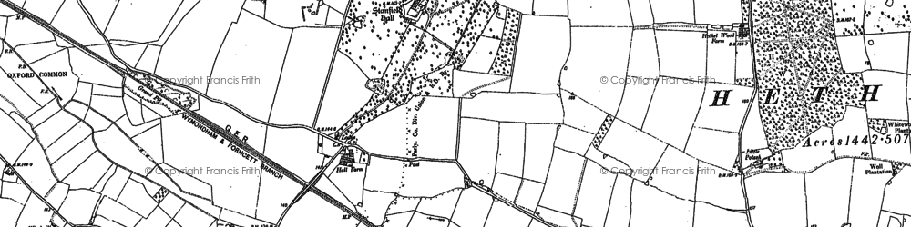 Old map of Stanfield Hall in 1882