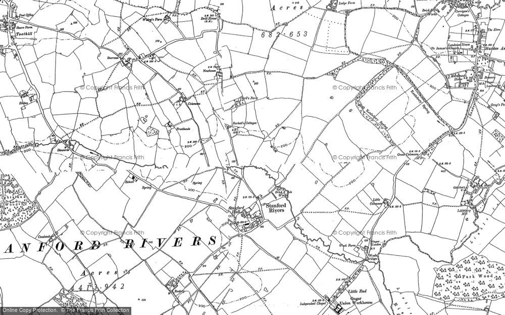 Old Map of Historic Map covering Greensted in 1895
