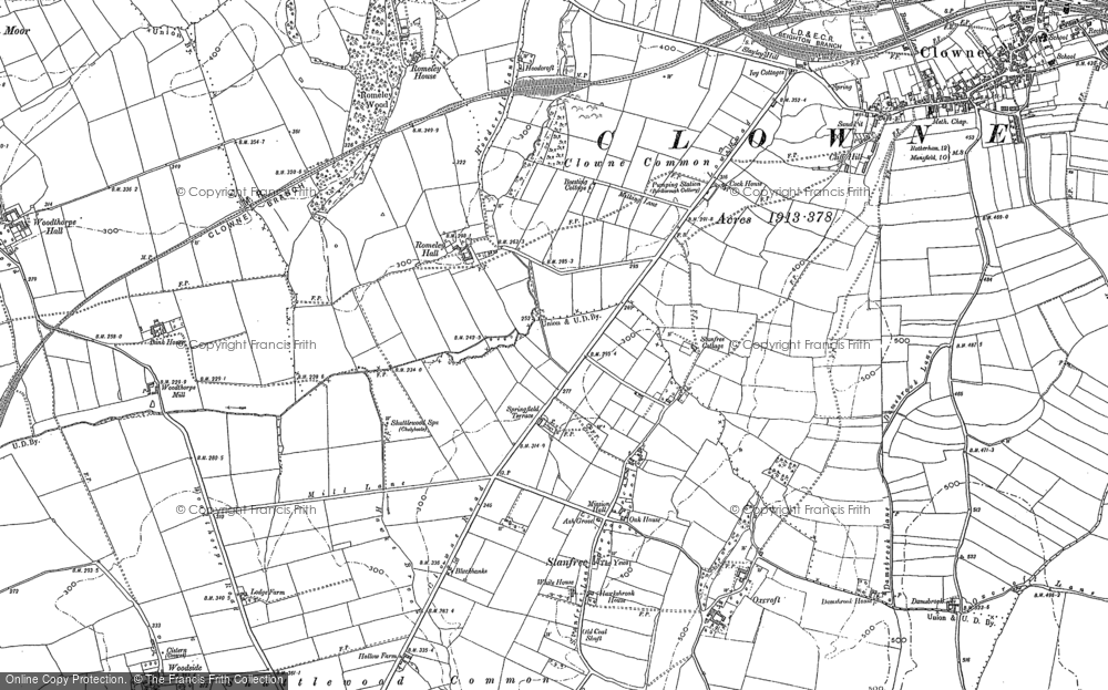 Old Map of Historic Map covering Oxcroft in 1884