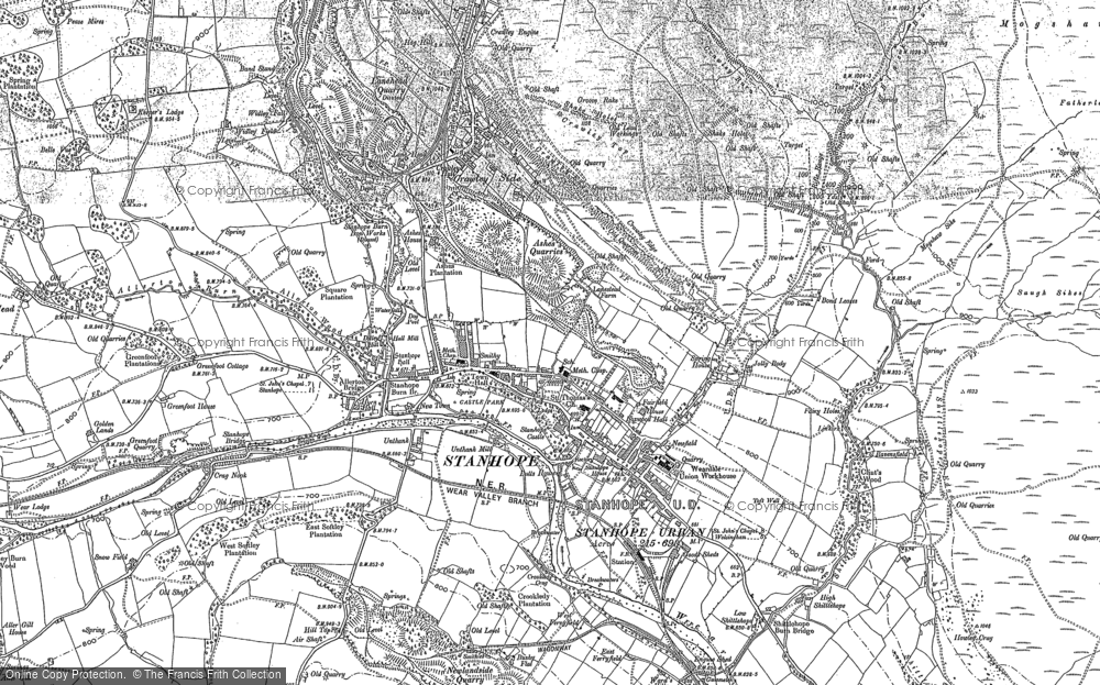 Old Map of Stanhope, 1895 - 1896 in 1895