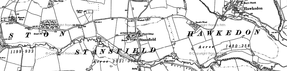 Old map of Stansfield in 1884