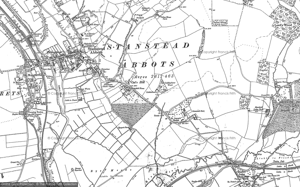 Old Map of Stanstead Abbotts, 1919 - 1938 in 1919