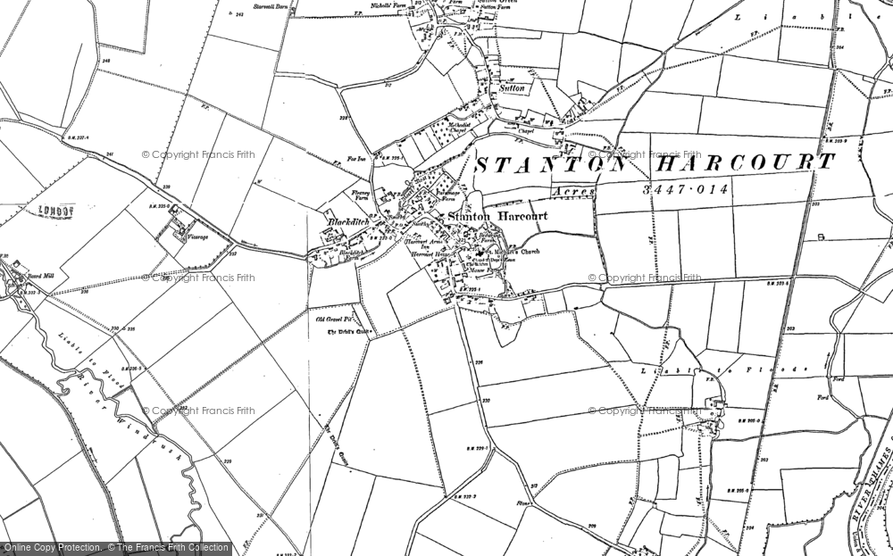 Old Map of Stanton Harcourt, 1898 - 1911 in 1898