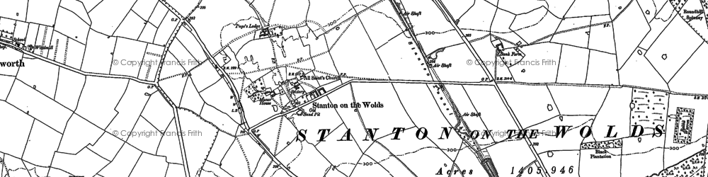 Old map of Stanton-on-the-Wolds in 1883