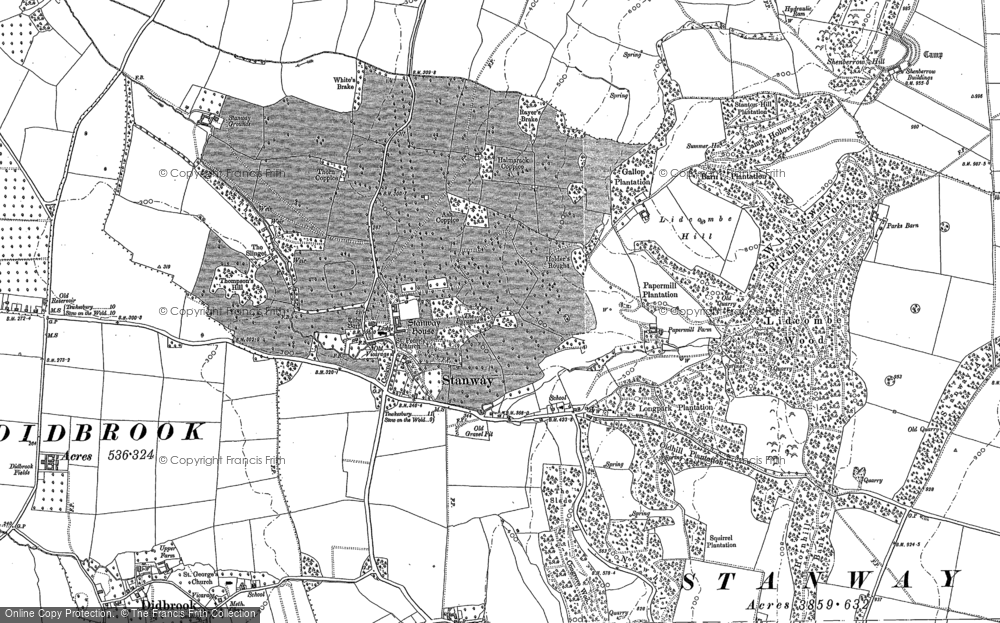 Old Map of Stanway, 1883 in 1883