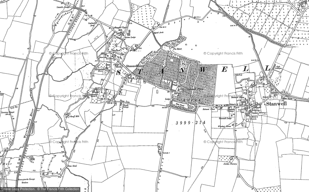 Old Map of Stanwell Moor, 1912 - 1913 in 1912