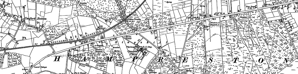 Old map of Stapehill in 1900