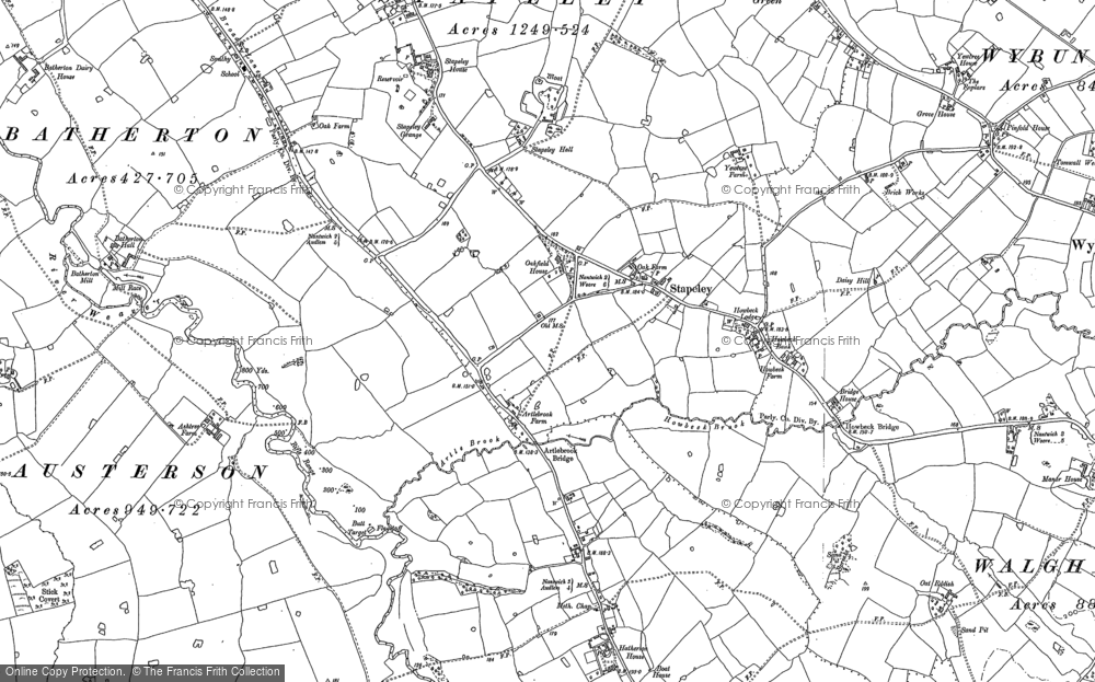 Old Map of Historic Map covering Batherton Dairy Ho in 1897